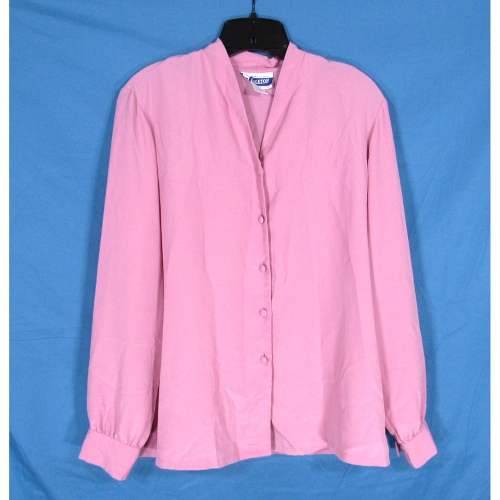 VTG PENDLETON Mauve Pink CREPE GEORGETTE Button-Up V-NECK Dressy BLOUSE/TOP Sz 8